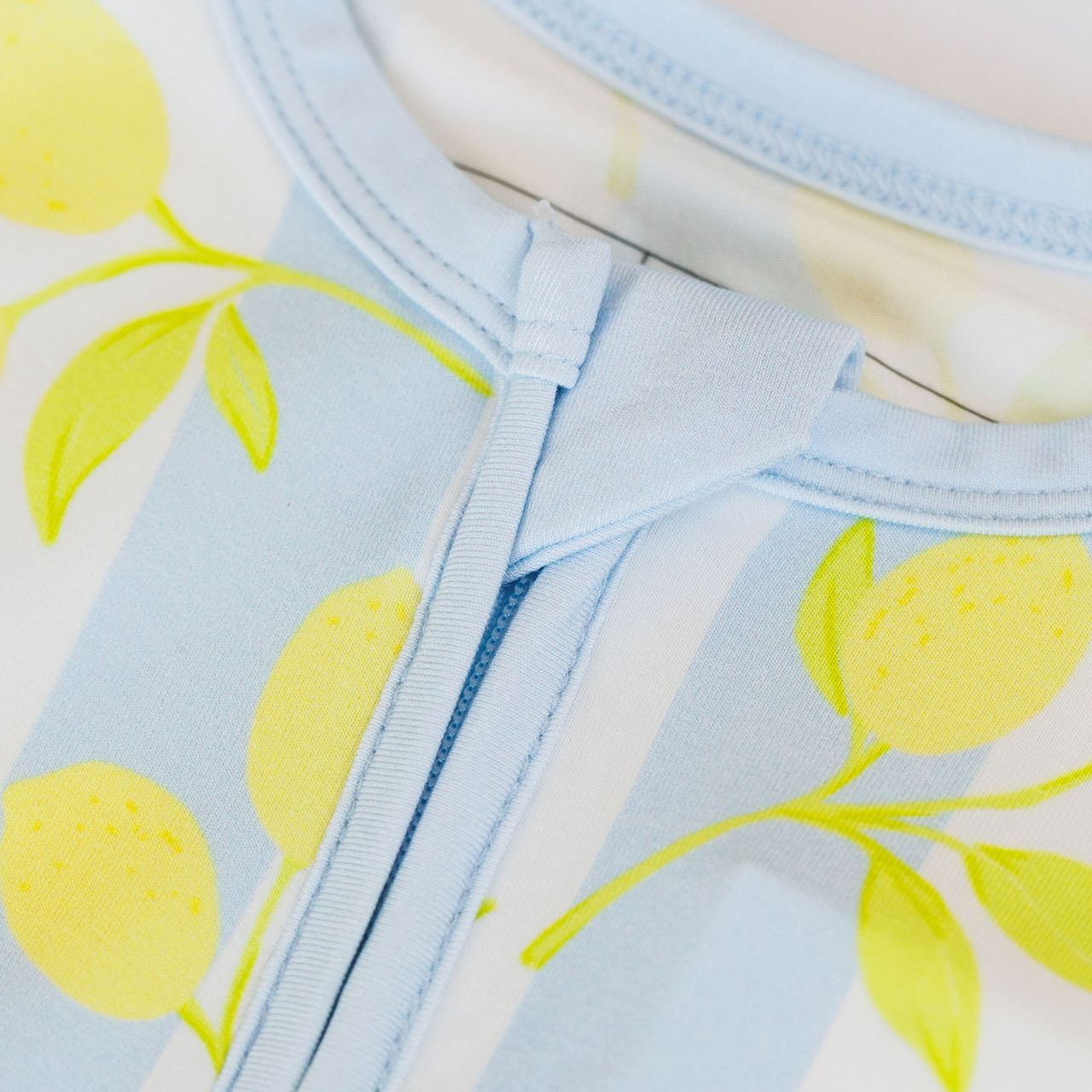 Zipper Romper- Blue Lemons
