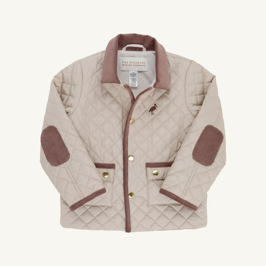 Caldwell Quilted Coat - Keeneland Khaki with Gray Bay Brown Corduroy
