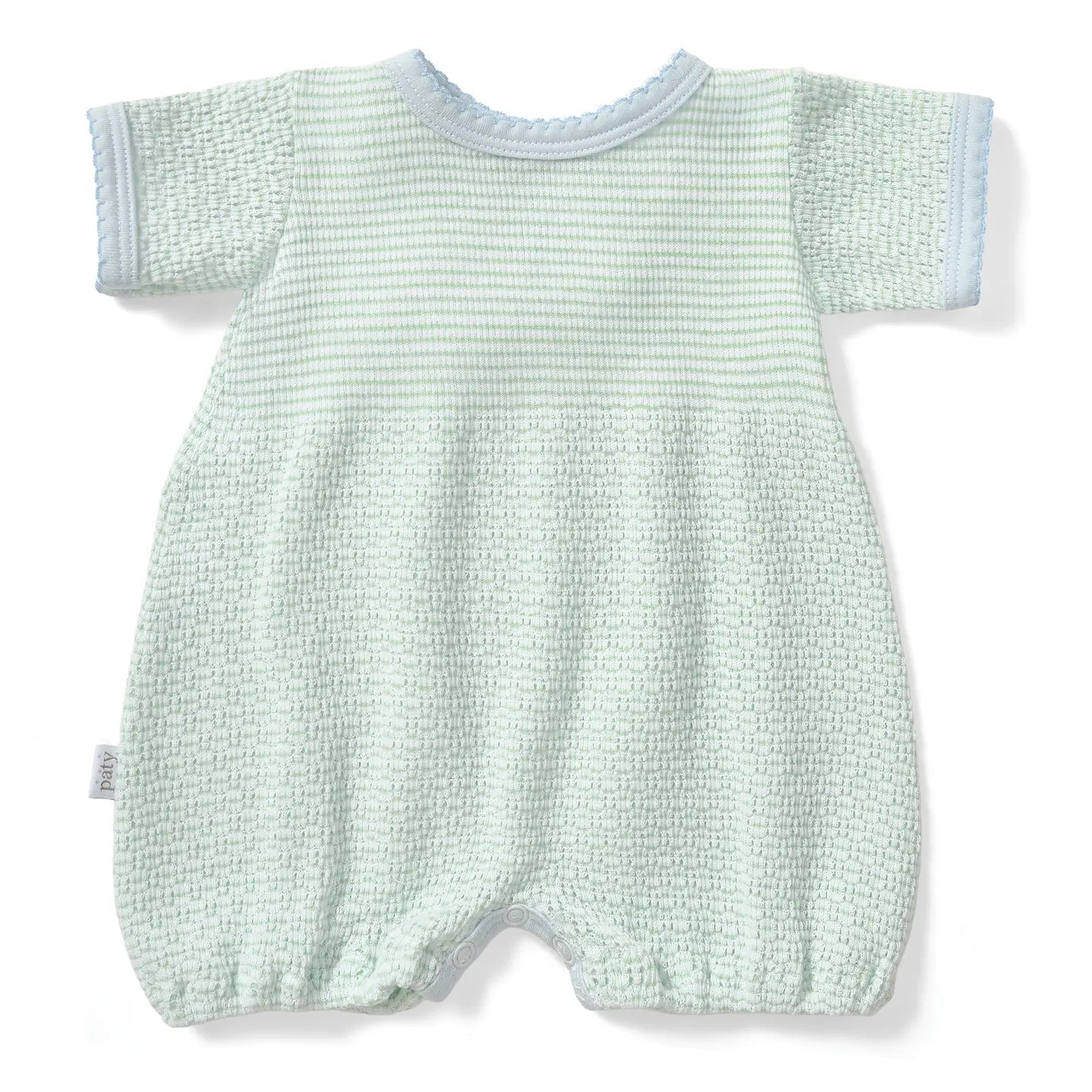 Paty Knit Solid Color Bubble with Pima Trim - Mint w/ Blue Trim