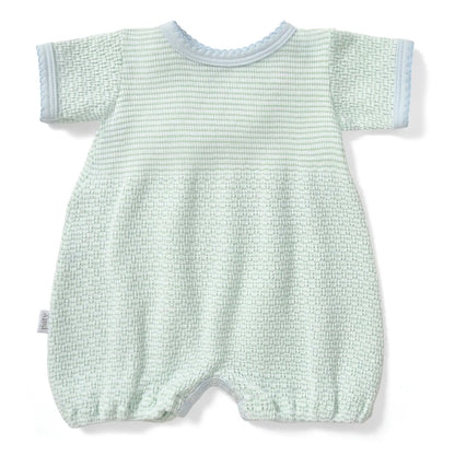 Paty Knit Solid Color Bubble with Pima Trim - Mint w/ Blue Trim