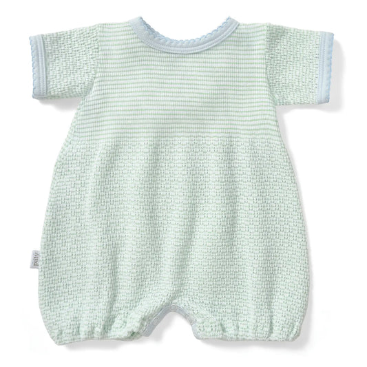 Paty Knit Solid Color Bubble with Pima Trim - Mint w/ Blue Trim