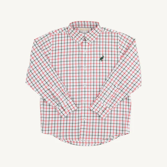 Dean's List Dress Shirt- Old Town Tattersall with Grier Green Stork