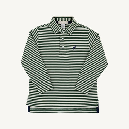 Long Sleeve Prim & Proper Polo - Grier Green & Palmetto Pearl Stripe