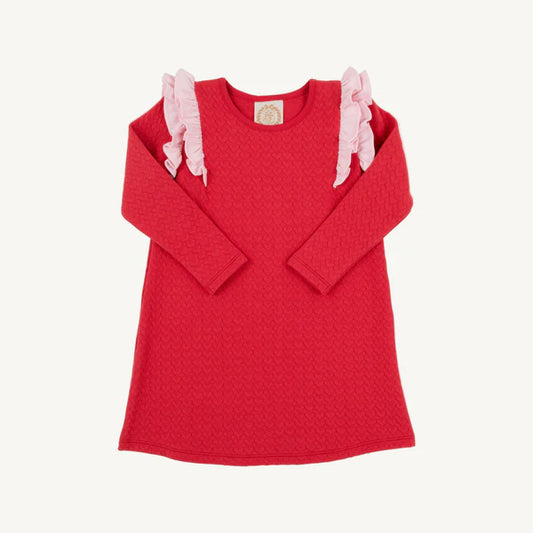 Long Sleeve Ruehling Ruffle Dress (Quilted)