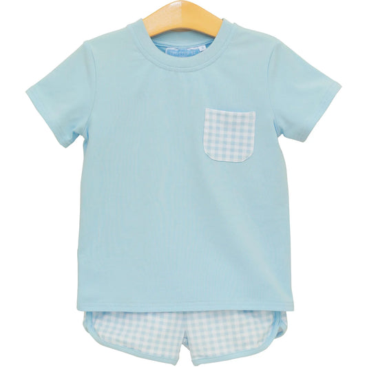 Madden Short Set- Light Blue Gingham