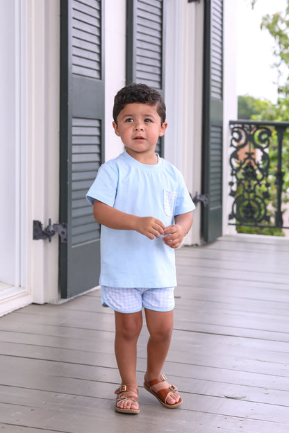 Madden Short Set- Light Blue Gingham