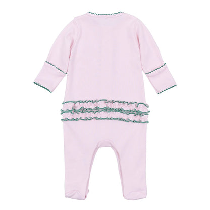 Mini Mallard Embroidered Ruffle Footie - Pink