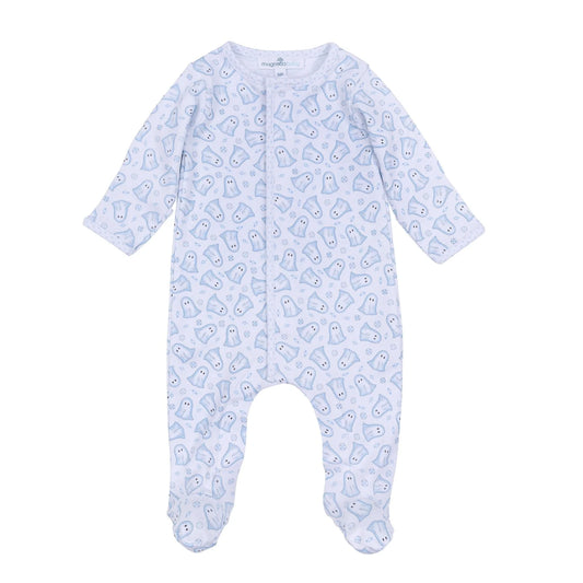 My Little Boo Print Footie - Light Blue