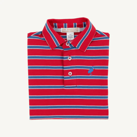 Prim & Proper Polo- Richmond Red, Wood Boat Blue, & Buckhead Blue Stripe