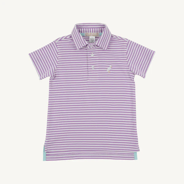 Prim & Propper Polo- Valley High Violet Stripe with Multicolor Stork