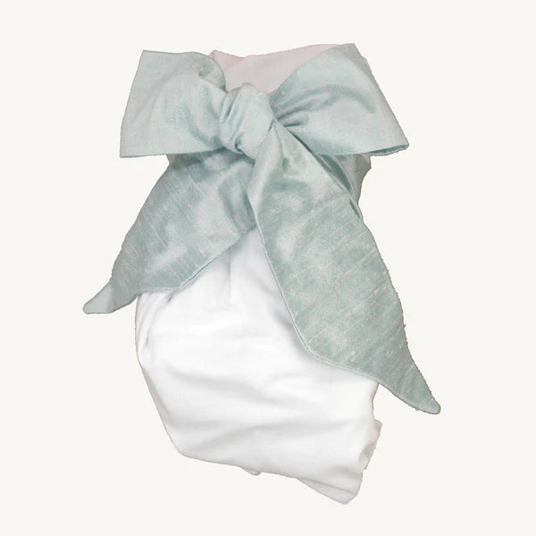 Bow Swaddle- Sea Blue Silk
