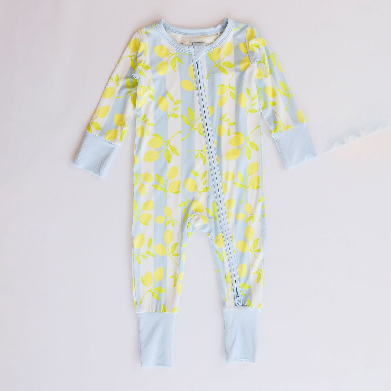 Zipper Romper- Blue Lemons