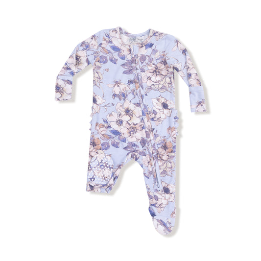 Woodrose - Peri - 2 Way Zipper Ruffle Back Footie