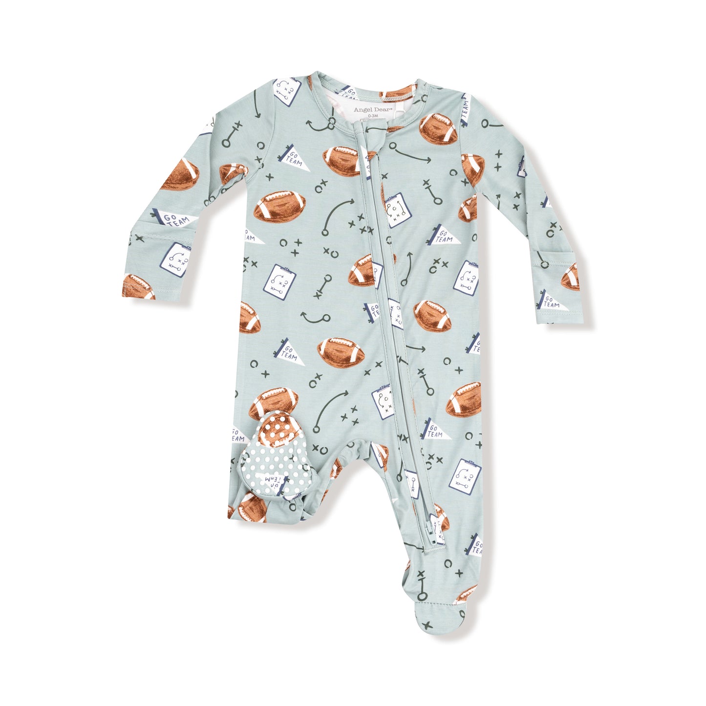 Touchdown Time - Grey Mist - 2 Way Zipper Footie
